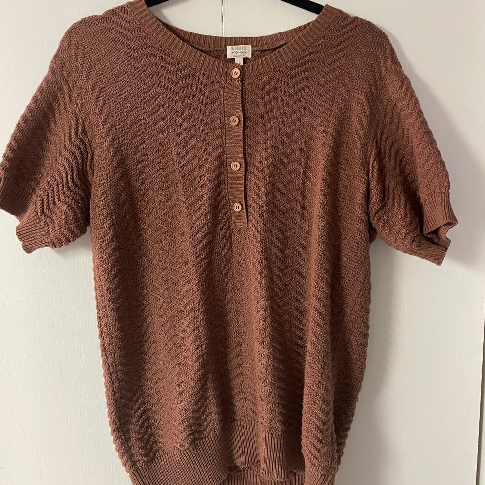 Simple Folk 100% Organic Cotton Wave Knit Sweater L